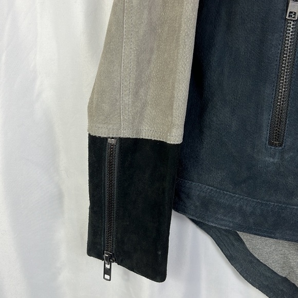 Chaser Moto Jacket Womens Medium Genuine Suede Color Block Collarless Full Zip - Picture 5 of 11